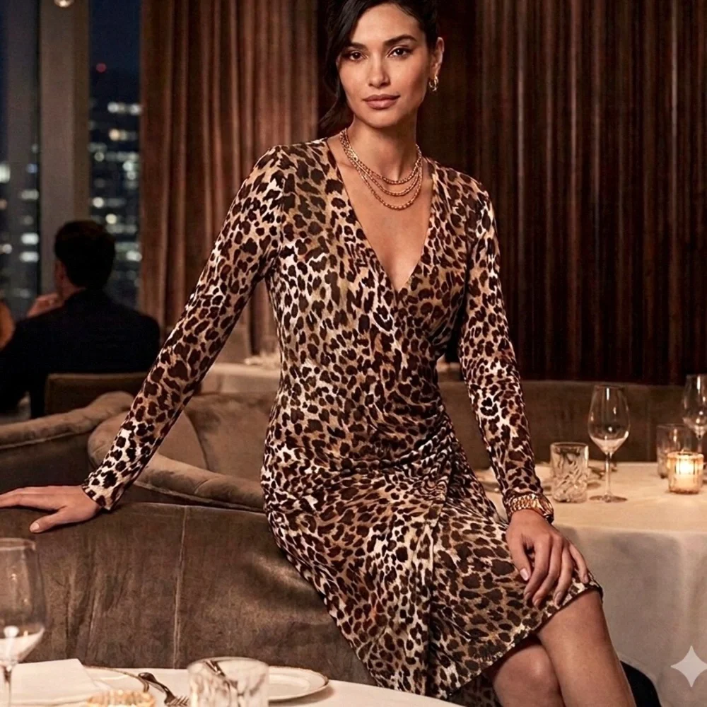 Michael Kors Leopard Print Dress Size 12, EUC - Picture 1 of 6